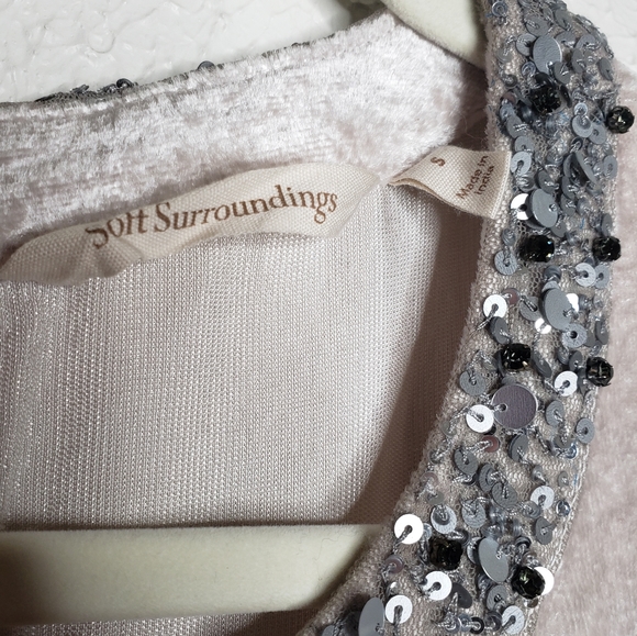 Soft Surroundings Ombre Velvet Sequin Sparkle Key Hole Tunic Modest Holiday Top - Picture 9 of 12